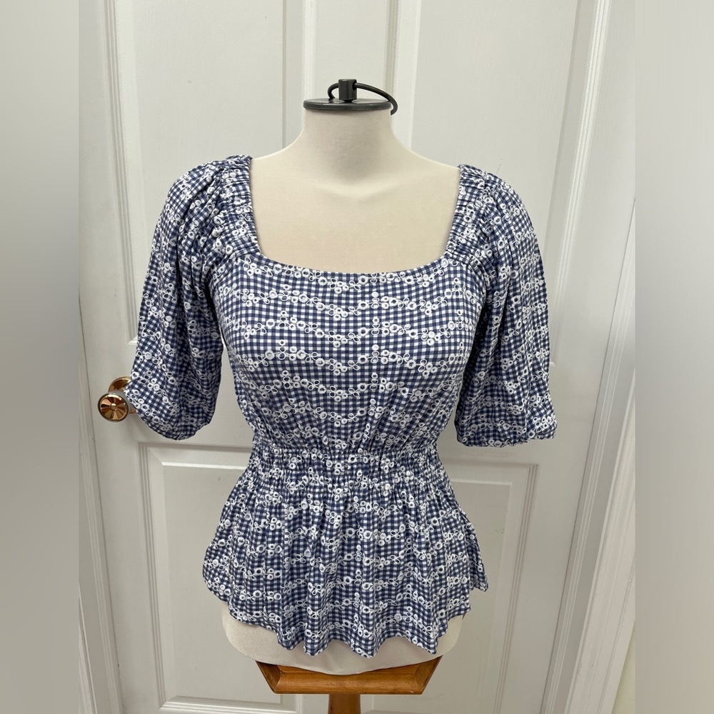 Belldini embroidered gingham peplum size small